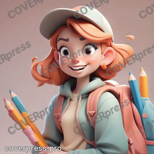 В стиле 3D-Мультфильм: глобус с рюкзаком и карандаши-великаны