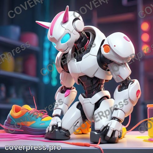 В стиле 3D-Мультфильм: изящная роботизированная рука с высокоточными инструментами аккуратно сшивает яркие