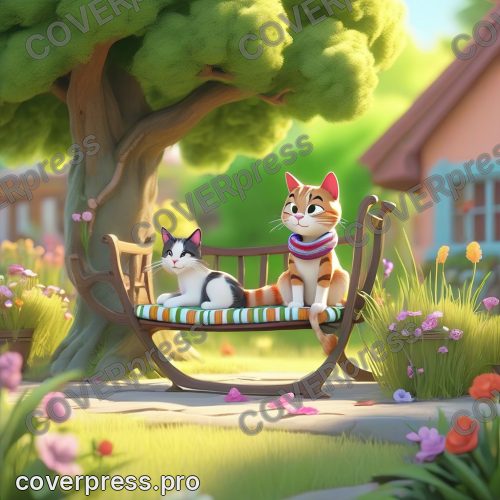 В стиле 3D-Мультфильм: летний сквер утопает в зелени и цветах