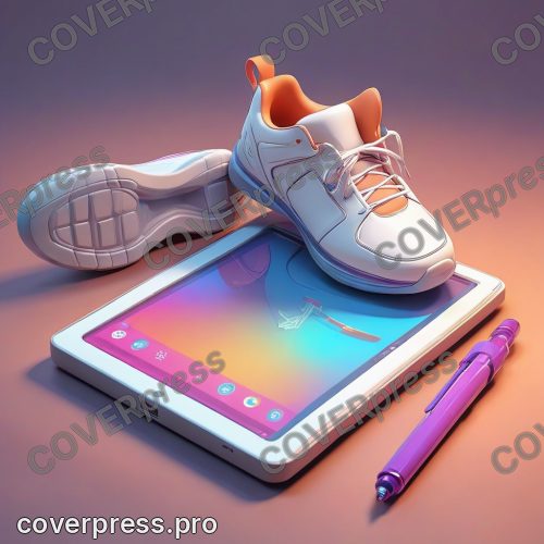 В стиле 3D-Мультфильм: на мониторе планшета с голографическим интерфейсом виден детализированный 3D-чертеж