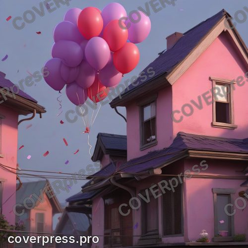 В стиле 3D-Мультфильм: раннее утро. Солнце только начинает подниматься, окрашивая небо в нежные розовые