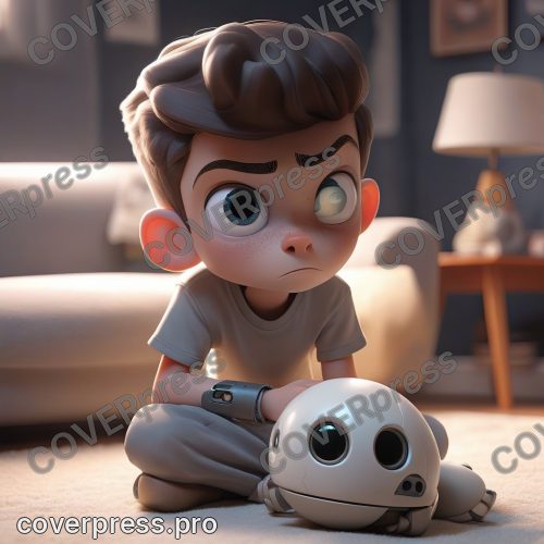 В стиле 3D-Мультфильм: рука мальчика, лет десяти, смугловатая, в светлой футболке, держит перед собой небольшой