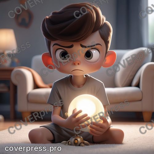 В стиле 3D-Мультфильм: рука мальчика, лет десяти, смугловатая, в светлой футболке, держит перед собой небольшой