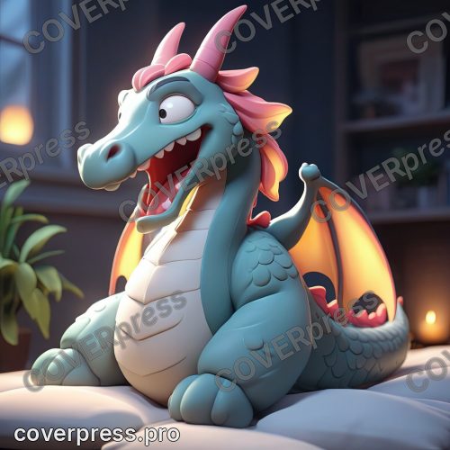 В стиле 3D-Мультфильм: светлячок опускается на подушку-облако, которая теперь лежит на подоконнике