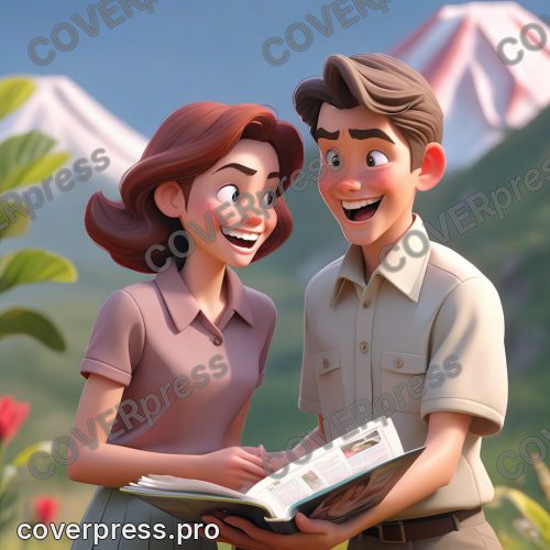 В стиле 3D-Мультфильм: учительница, женщина средних лет с добрым лицом, улыбается и аплодирует, стоя рядом