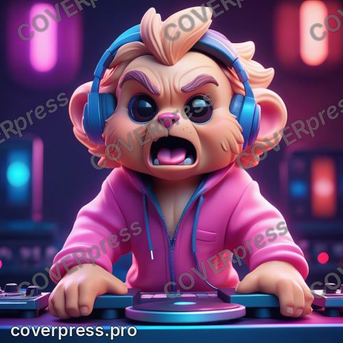 В стиле 3D-Мультфильм: зверёк-диджей за светящимся пультом