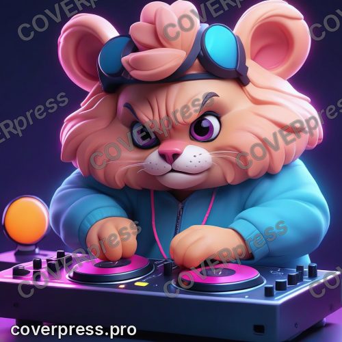 В стиле 3D-Мультфильм: зверёк-диджей за светящимся пультом