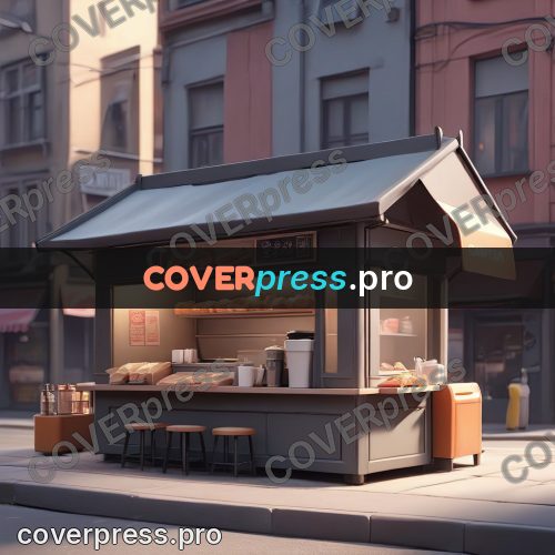 3d character illustration: coffee kiosk on a street