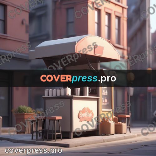 3d character illustration: coffee kiosk on a street