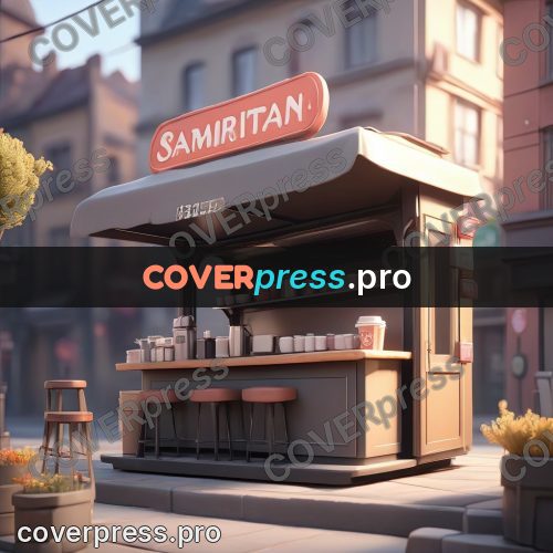 3d character illustration: coffee kiosk on a street