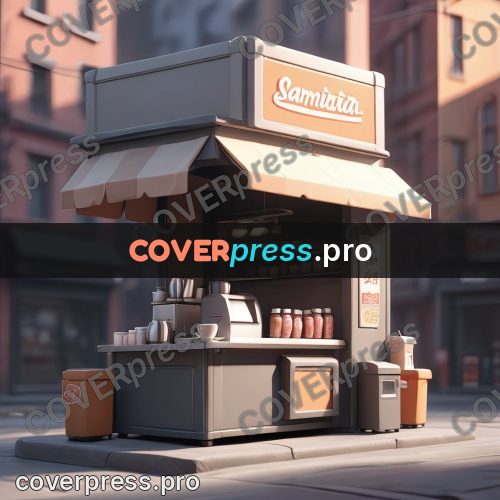 3d character illustration: coffee kiosk on a street