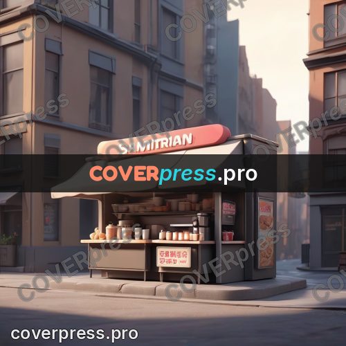 3d character illustration: coffee kiosk on a street