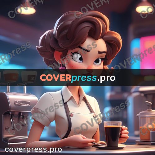 3d character illustration: barista behind a counter