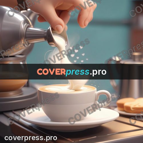 3d character illustration: milk poured into a coffee cup