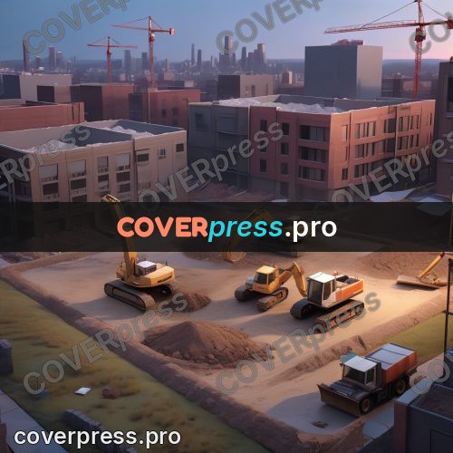 3d character illustration: building site with excavators