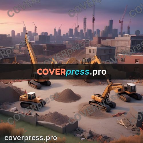 3d character illustration: building site with excavators