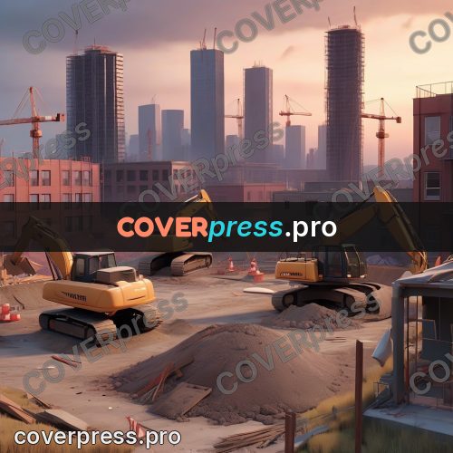 3d character illustration: building site with excavators