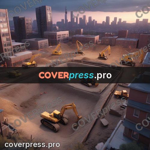 3d character illustration: building site with excavators