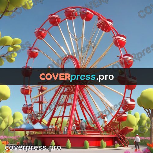 3d character illustration: carousel and a ferris wheel