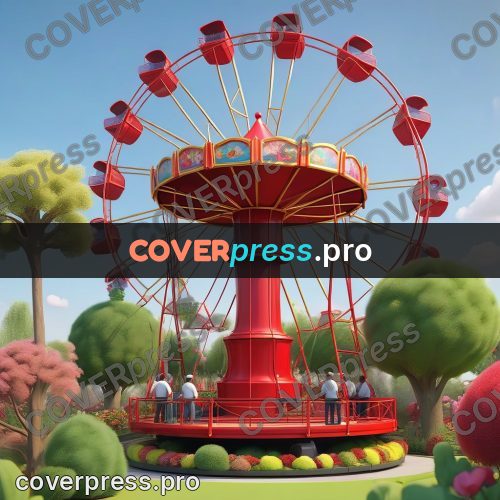 3d character illustration: carousel and a ferris wheel