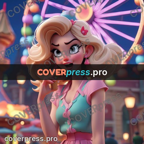 3d character illustration: amusement park at night