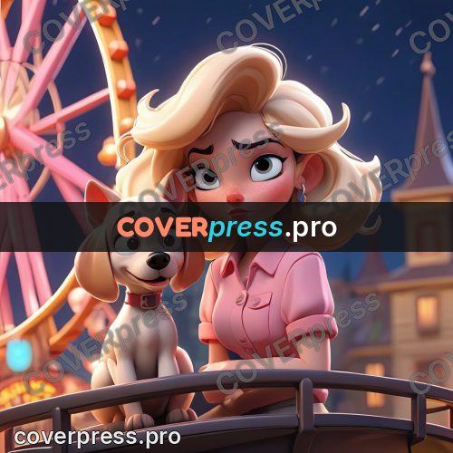 3d character illustration: girls with a dog