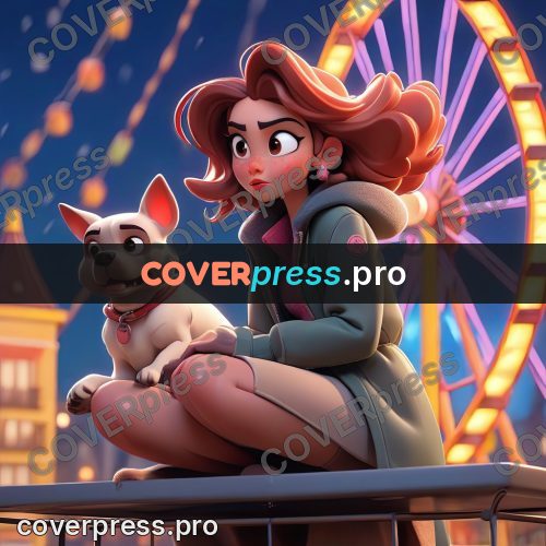 3d character illustration: girls with a dog