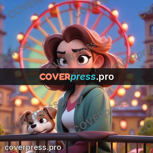 3d character illustration: girls with a dog
