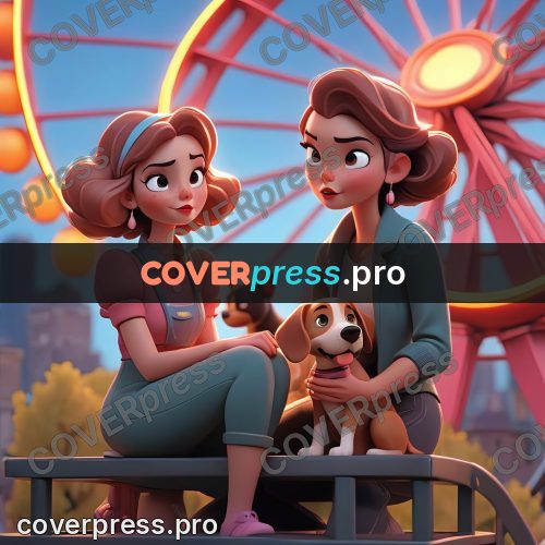 3d character illustration: girls with a dog