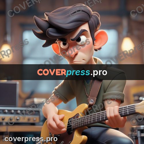 3d character illustration: young man with a bass guitar
