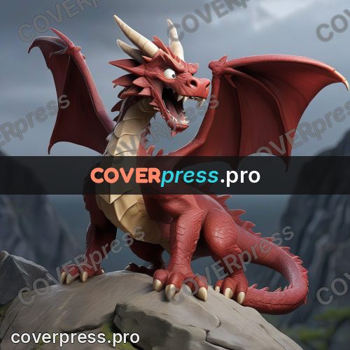 3d character illustration: dragon standing on a cliff