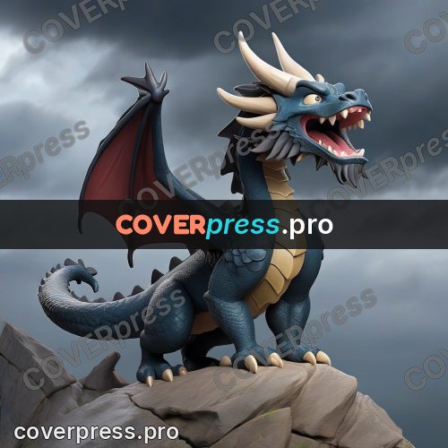 3d character illustration: dragon standing on a cliff