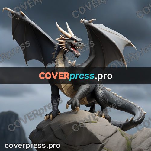 3d character illustration: dragon standing on a cliff