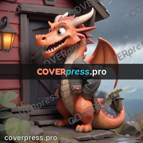 3d character illustration: dragon holding a parcel