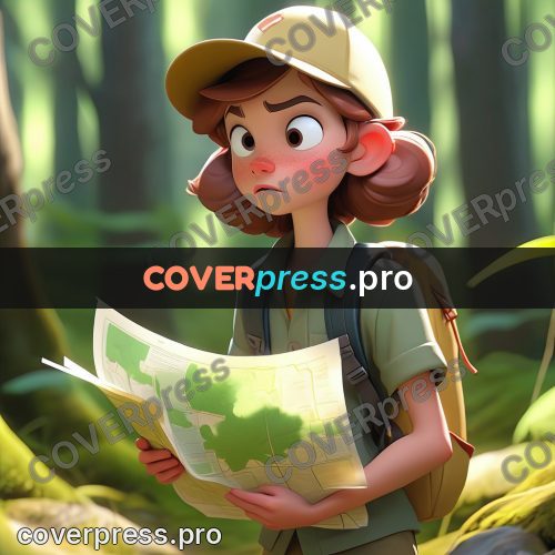 3d character illustration: girl with a map