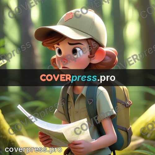 3d character illustration: girl with a map