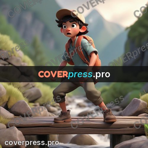 3d character illustration: teenager on a wooden bridge