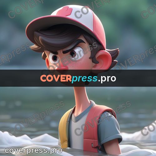 3d character illustration: teenager standing in water