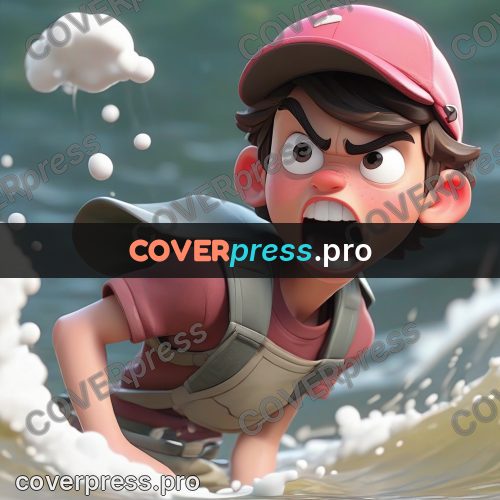 3d character illustration: teenager standing in water