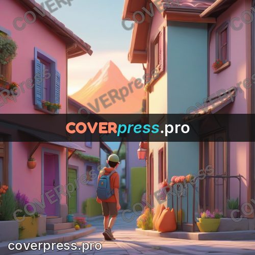 3d character illustration: teenager on a colourful street
