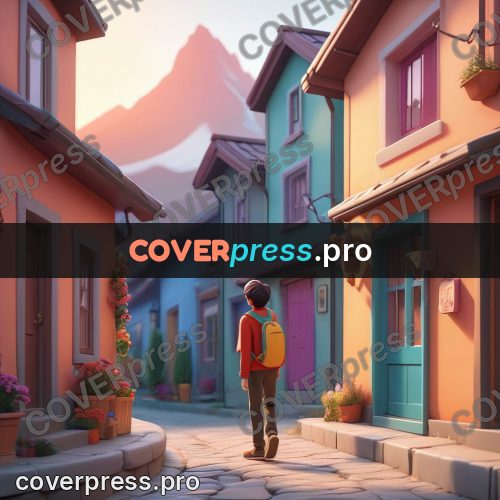 3d character illustration: teenager on a colourful street