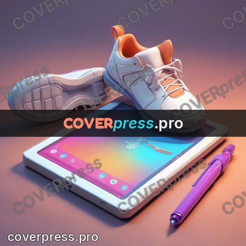 3d character illustration: white sneakers and a tablet