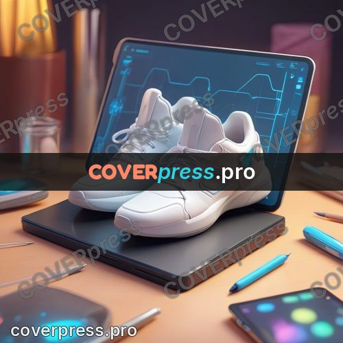 3d character illustration: white sneakers and a tablet