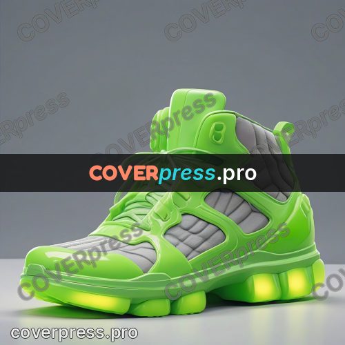 3d character illustration: green sneakers with laces