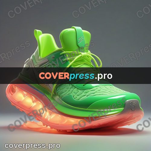 3d character illustration: green sneakers with laces