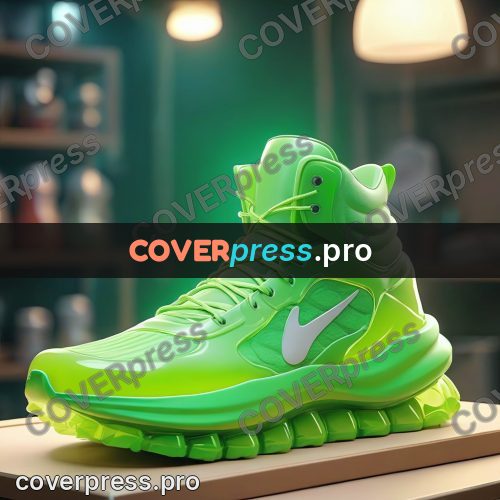 3d character illustration: green sneakers with laces