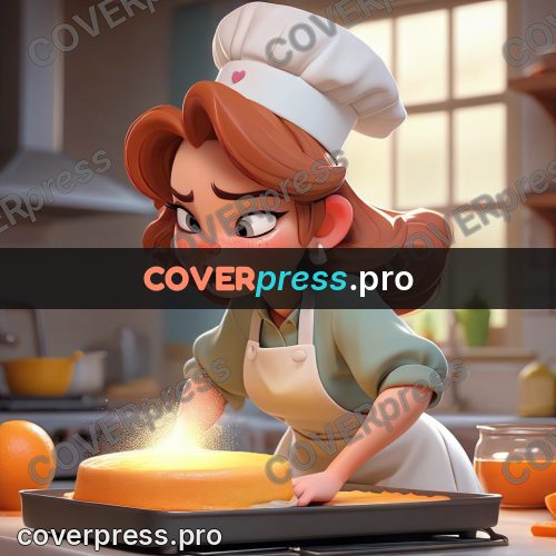 3d character illustration: cook with a baking tin