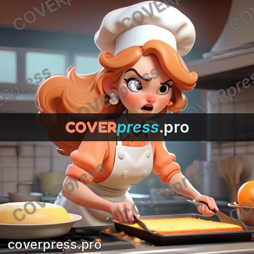 3d character illustration: cook with a baking tin
