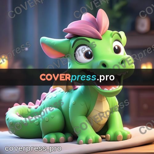 3d character illustration: green dragon on a bed