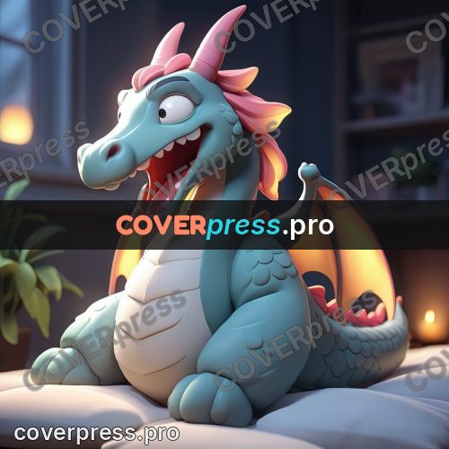 3d character illustration: dragon on a large cushion